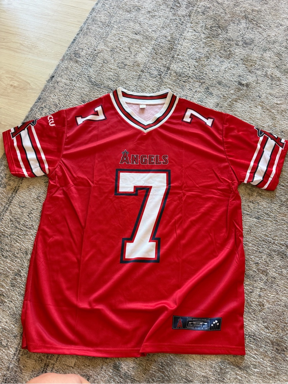 Brand New Angels #7 Red Team Jersey - Official Athletic Style